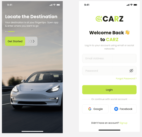 Car Rental Mobile App UI Kit