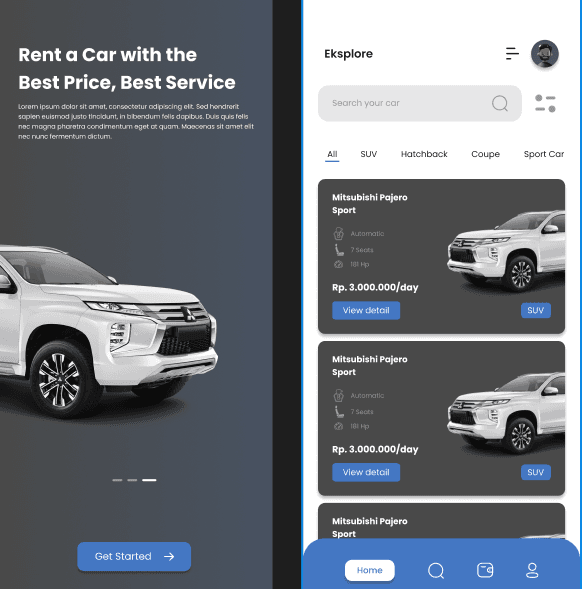 Car Rental Mobile App UI Kit