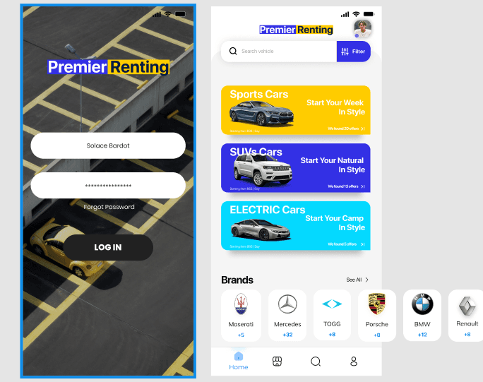 Car Rental Mobile App UI Kit